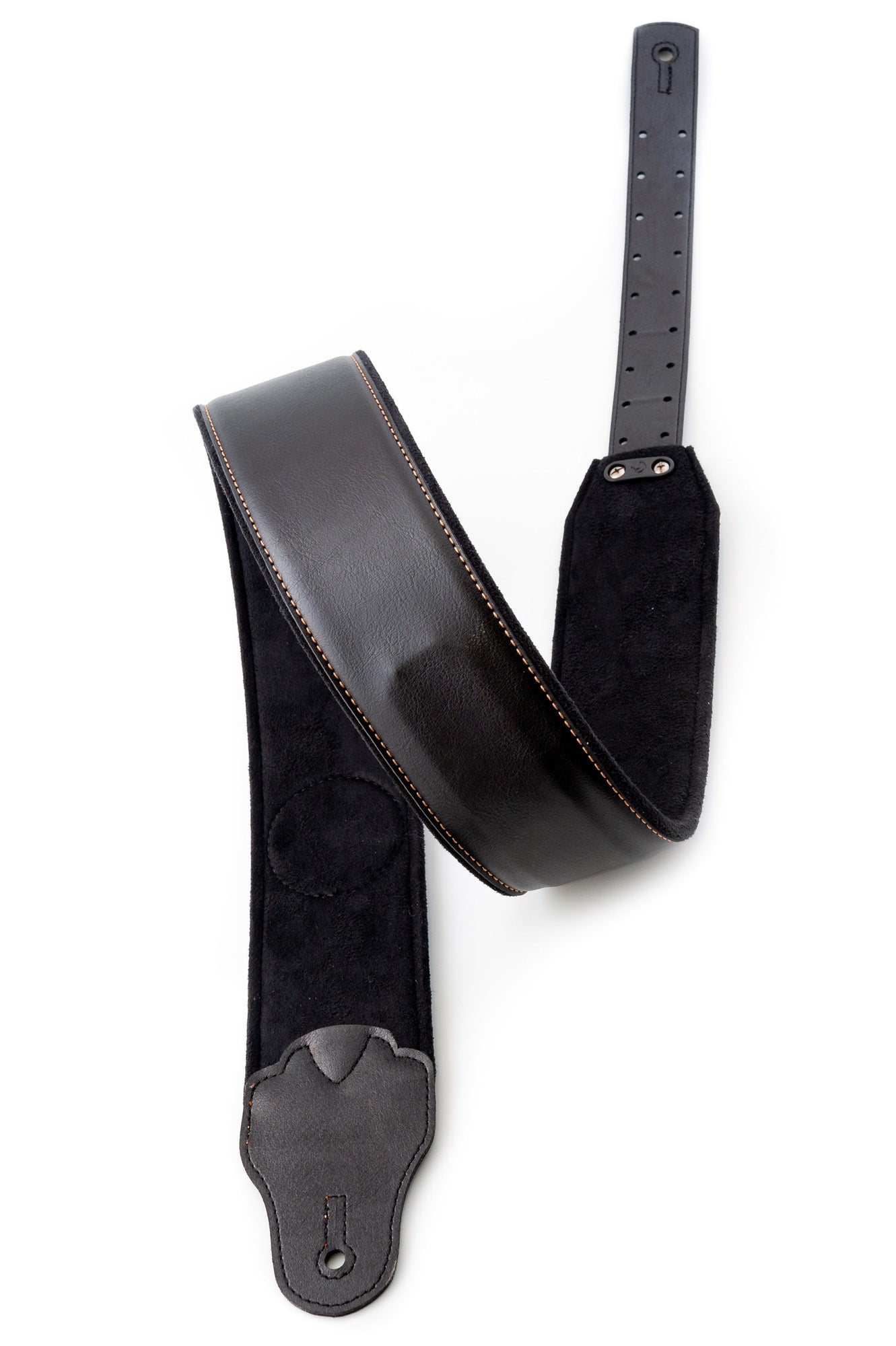 Courroie modèle TATOO HEART, extérieur synthétique, largeur 7 cm, longueur 98 à 153 cm, porte-médiators intégré, noir