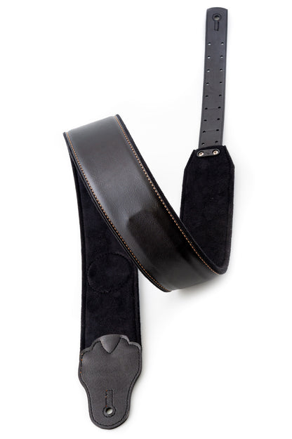 Courroie modèle TATOO HEART, extérieur synthétique, largeur 7 cm, longueur 98 à 153 cm, porte-médiators intégré, noir