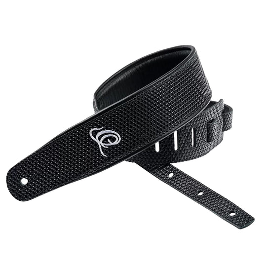 OSCU-4, courroie guitare, série Custom, face et dos cuir, âme synthétique, largeur 7 cm, longueur 145 cm, black braid