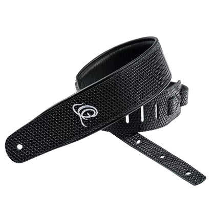 OSCU-4, courroie guitare, série Custom, face et dos cuir, âme synthétique, largeur 7 cm, longueur 145 cm, black braid
