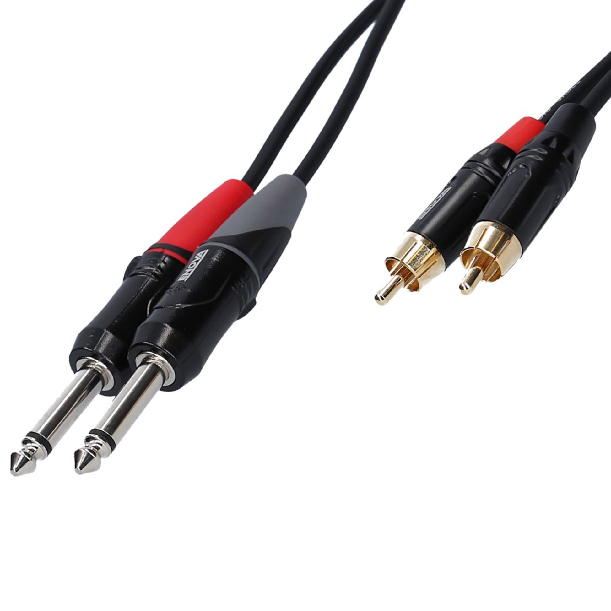 Câble patch 2x RCA/2x Jack mono, 1 mètre, noir