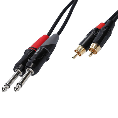 Câble patch 2x RCA/2x Jack mono, 1 mètre, noir