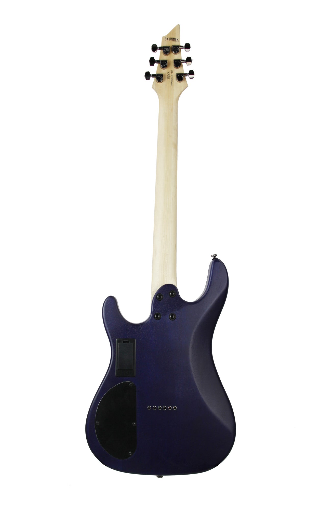 KX300, corps acajou, table érable figuré, manche vissé érable, touche jatoba, micros EMG RetroActive, cobalt burst pores ouverts