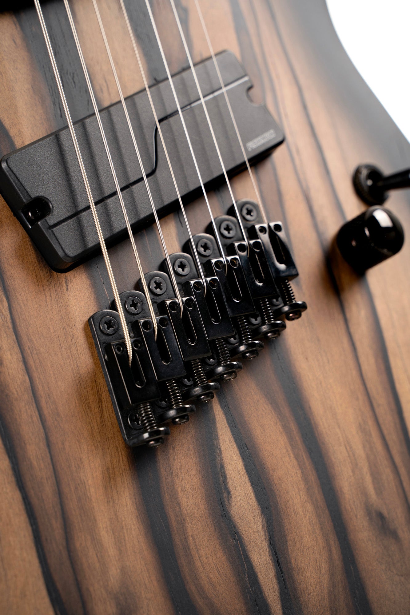 KX507MS, modèle 7 cordes, corps acajou, table ébène"Pale Moon", touche ébène de Macassar, Fishman Fluence, natural black burst