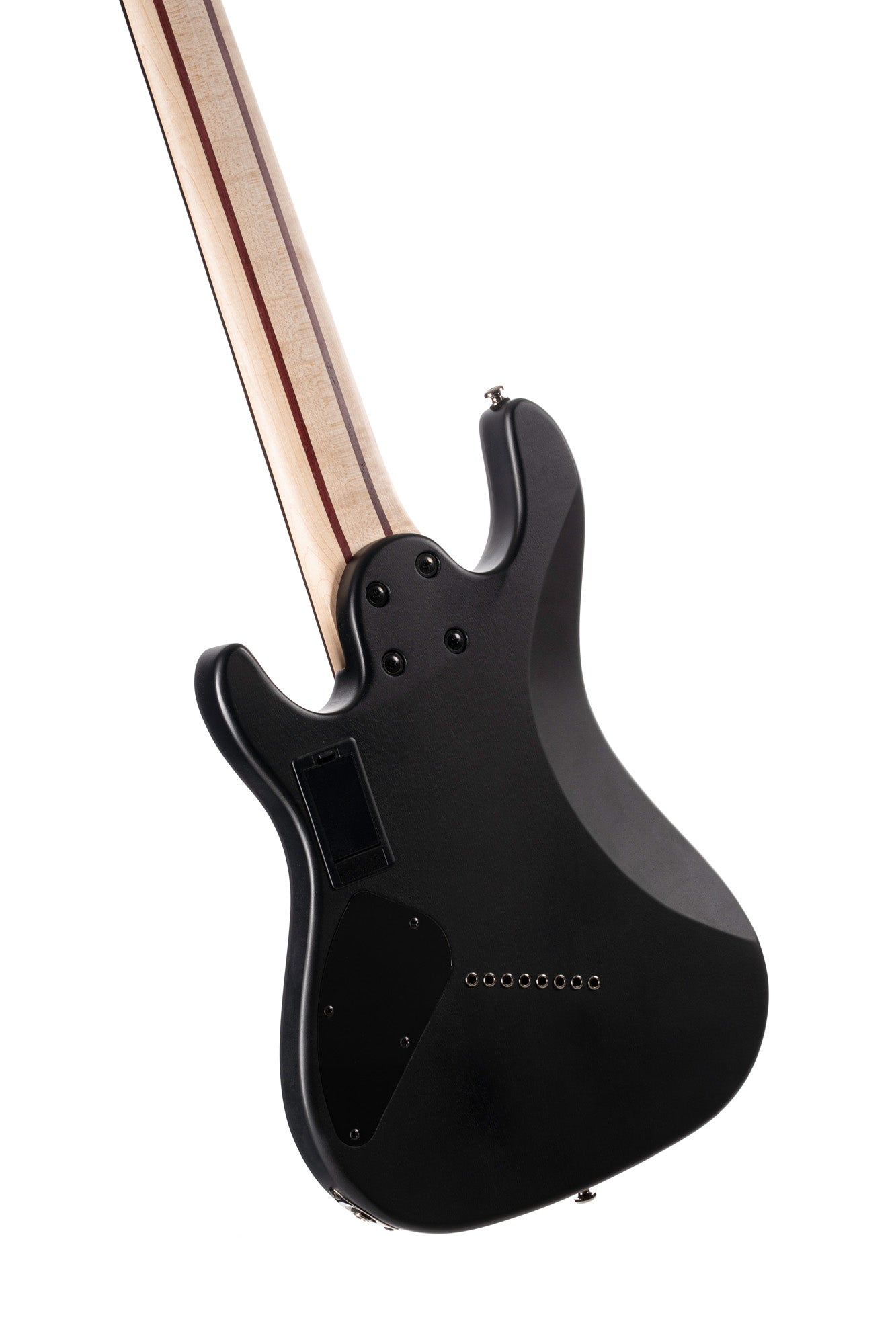 KX508MS2, 8 cordes, corps okoumé, table peuplier figuré, frettes en éventail, touche ébène, micros Fishman, mariana blue burst