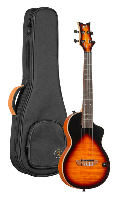 NEO-U-TGB, modèle Ténor, pan coupé, EQ MagusExpress, table érable flammé, corps okoumé, manche érable, housse, tobacco burst