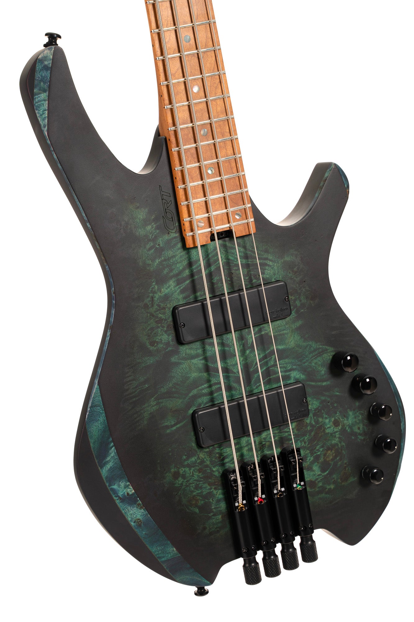 SPACE 4 BSDB, corps érable, table peuplier figuré, manche 7 pièces, micros et EQ Bartolini MK-1, star dust green, housse