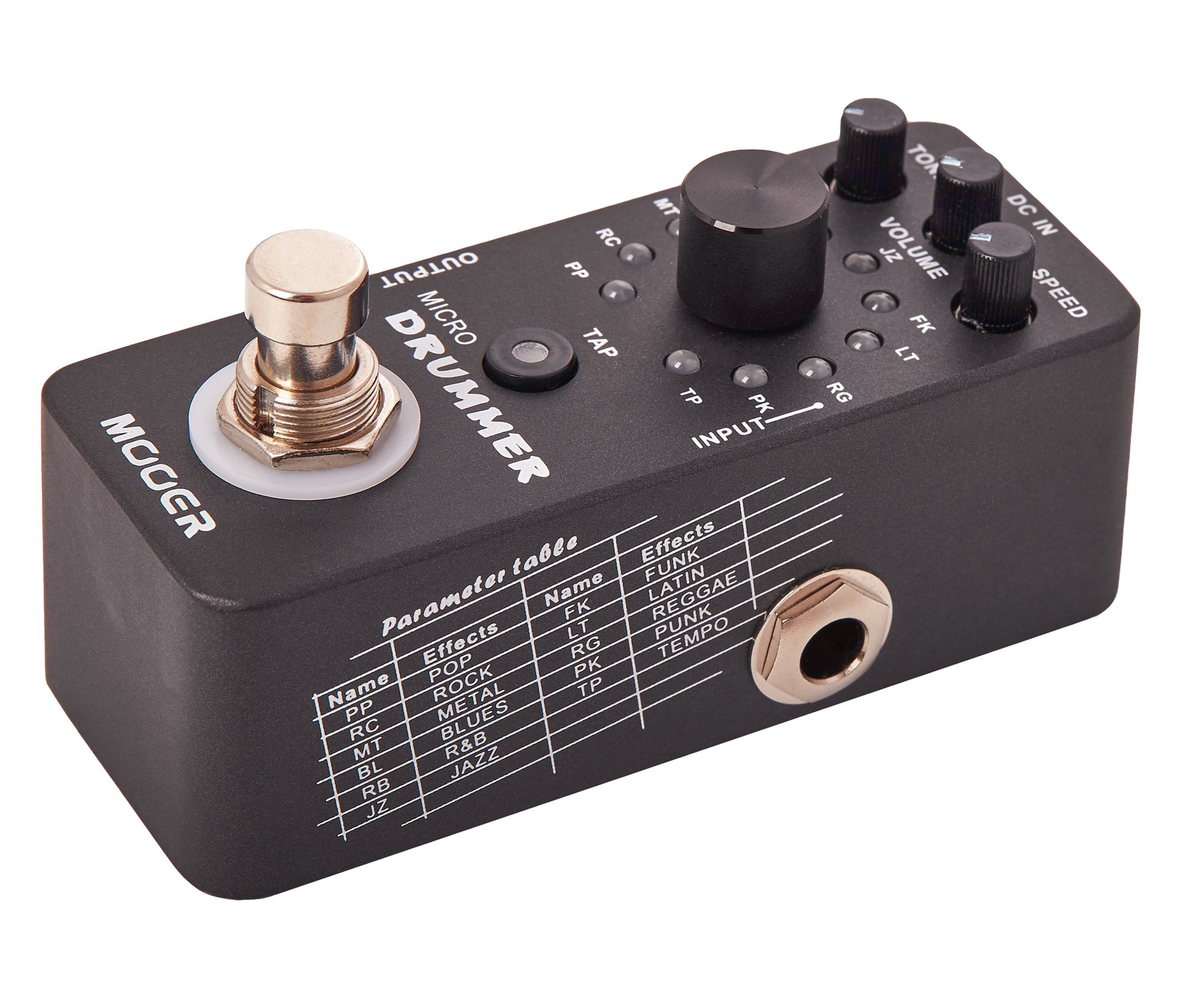 Pédale MICRO DRUMMER, boite à rythmes numérique, 11 styles différents incluant chacun 11 patterns, noir