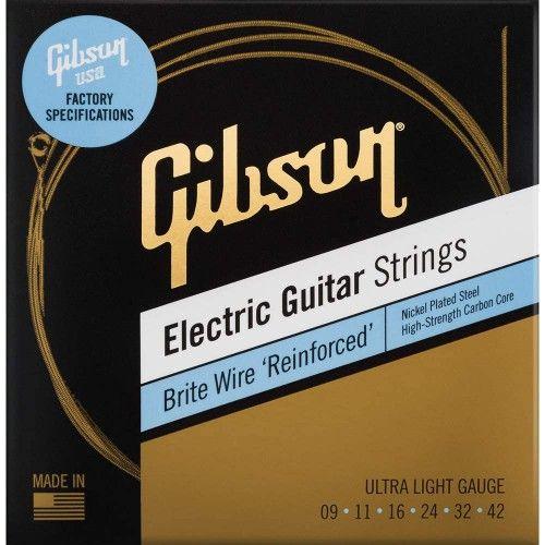 Gibson Brite Wire 'Reinforced' Electric Guitar Strings Ultra-Light