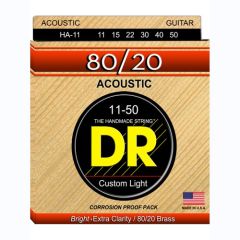 DR Hi-Beam 80/20 Laiton Cordes Acoustique Custom Light 11-50